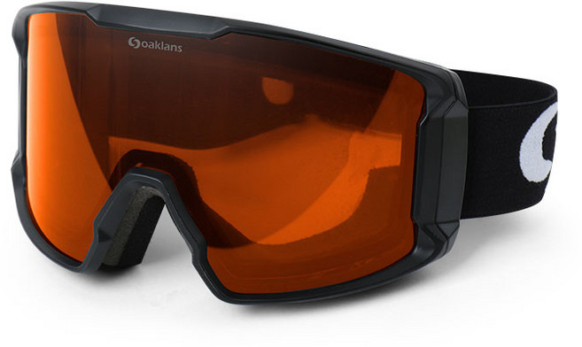 오클랜즈 S7 프리미엄 스키 고글 + 하드케이스 + 클리너겸용파우치, 블랙프레임 + 오렌지렌즈, 1개