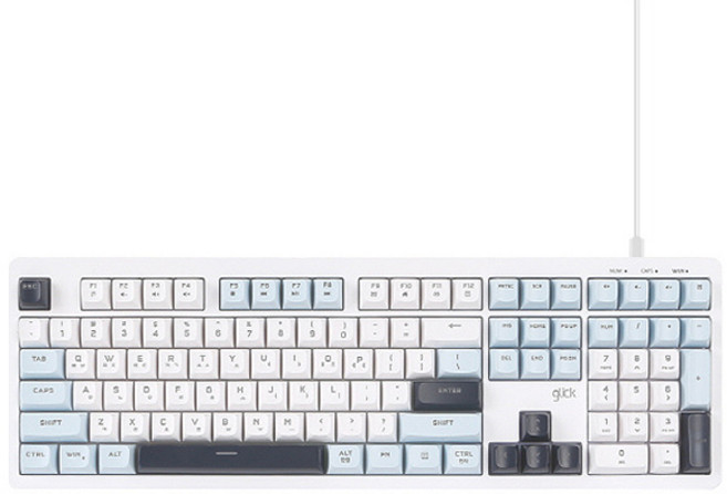 지클릭커 파도프로젝트 제주바다 풀윤활 플런저 무소음 108 유선 키보드, 화이트 마린, OPK108, 제조사축