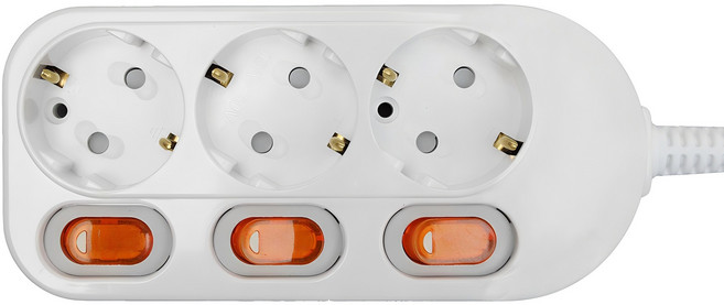 번개표 개별스위치 멀티탭 3구 WI-MC21633V, 5m, 화이트, 1개