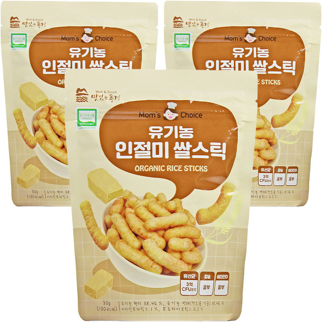 맛있는풍경 유기농 쌀스틱, 인절미, 30g, 3개
