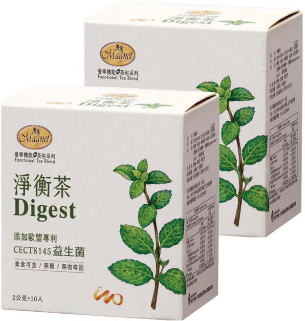 Magnet 曼寧淨衡茶 無咖啡因草本茶 添加益生菌, 2g, 10包, 2盒