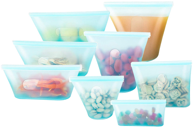 GREEGREEN 可站立食物袋 杯+碗+袋 8件組 保鮮袋 食品級矽膠 28*23*8cm, 1組