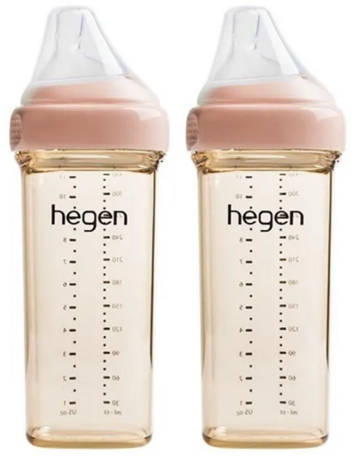 hegen 金色奇蹟 PPSU 多功能方圓型寬口奶瓶, 嫣粉, 330ml, 2個
