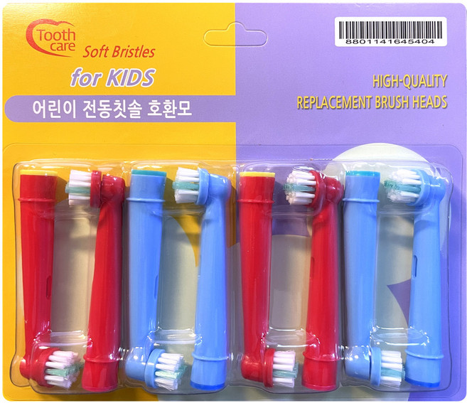 Toothcare 어린이 전동칫솔용 전용칫솔모 브라운 오랄비 호환용, 8개