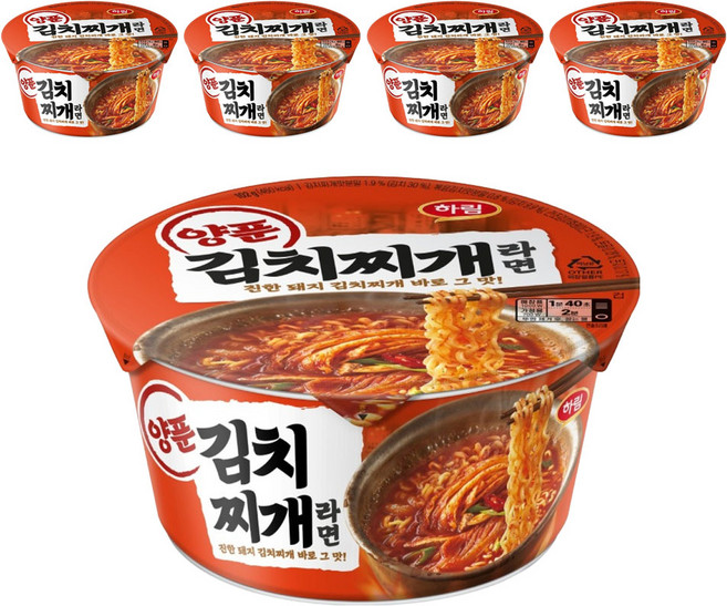 하림 양푼김치찌개라면 컵 102g, 5개