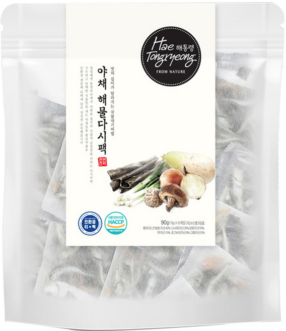 해통령 야채 해물다시팩, 90g, 1개