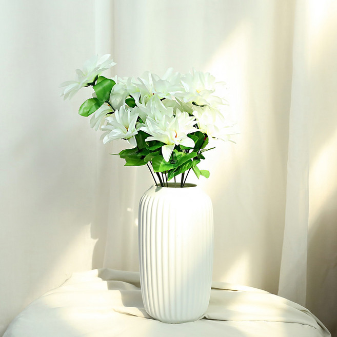 Joart 12枝松菊人造花束, 奶油色, 1個