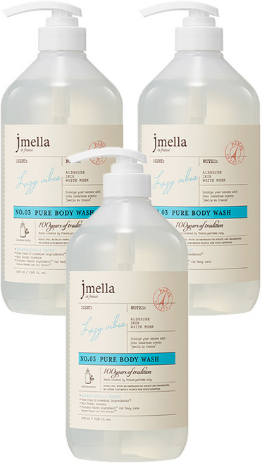 제이멜라 인 프랑스 퓨어 레이지 바이브 바디 워시 플로럴 머스크향, 1L, 3개