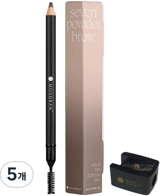 몬드로우 세븐 파우더 아이브로우 펜슬 3g, Mon Gray, 5개