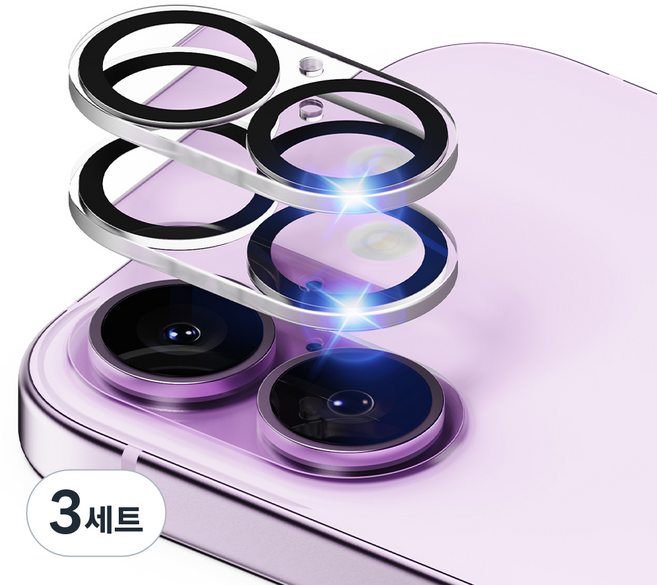 신지모루 빛번짐 방지 카메라 렌즈 강화유리 블랙링 액정보호필름 2p, 3세트