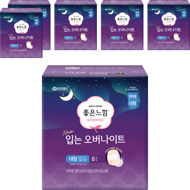 좋은느낌 입는 오버나이트, 대형, 8개입, 6개