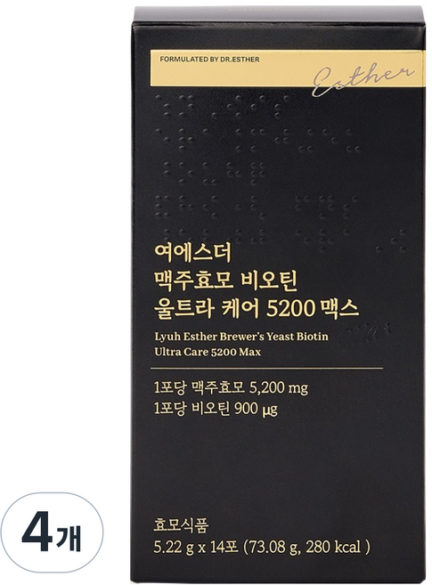 에스더포뮬러 여에스더 맥주효모 비오틴 울트라 케어 5200 맥스, 14회분, 4개