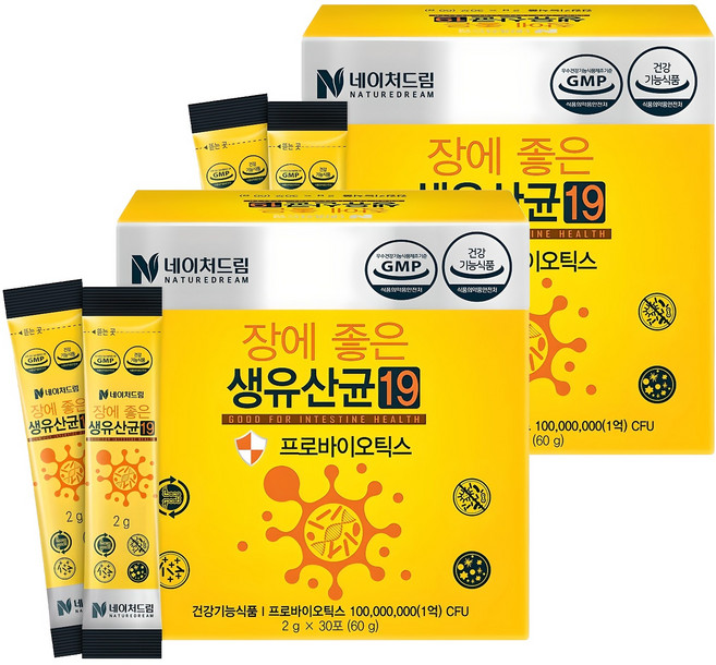 네이처드림 장에좋은 생유산균19 30p, 60g, 2개