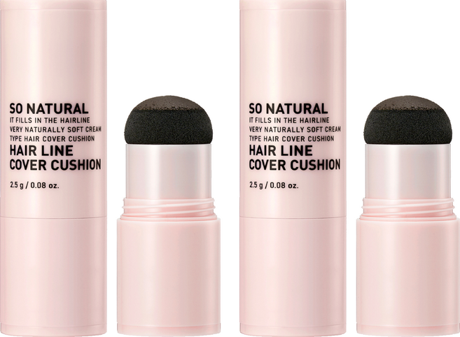 쏘내추럴 헤어 라인 커버 쿠션 2.5g, 다크브라운, 2개