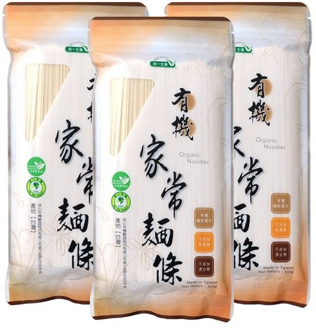 統一生機 有機家常麵條, 300g, 3包