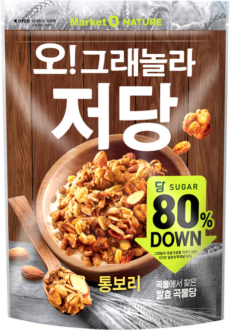 마켓오네이처 오 그래놀라 저당 통보리 시리얼, 360g, 1개