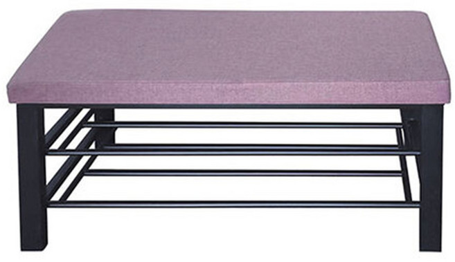 EASY HOME 舒芙特極厚坐墊鐵管穿鞋椅 羅蘭紫 鞋架 舒適坐感 玄關收納, 3層, 1個