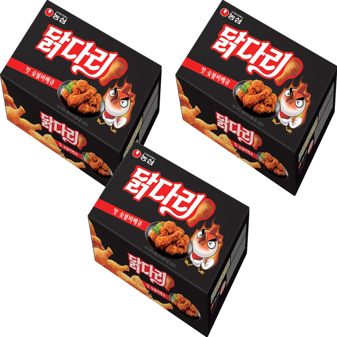농심닭다리 핫숯불바베큐, 66g, 3개