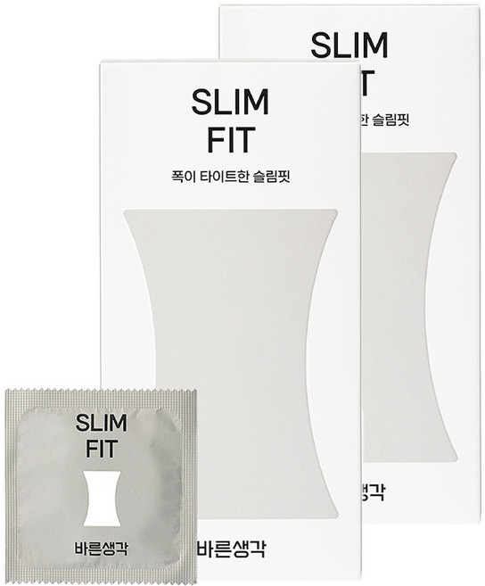바른생각 슬림핏 콘돔, 12개입, 2개