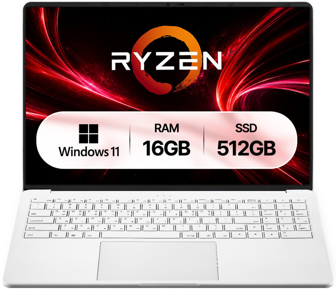 베이직스 2026 베이직북 16 Pro AMD 라이젠5, White, BP1625FW, 512GB, 16GB, WIN11 Home