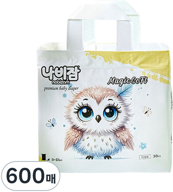 나비잠 매직소프트 팬티형 기저귀, 대형(L), 600매