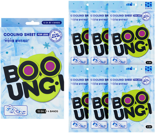 부엉이 레그 쿨링시트 12p + 고정밴드 4p 세트 210g, 1세트