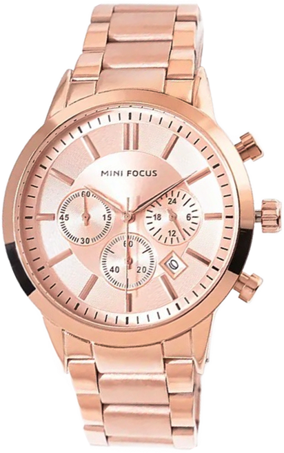 MINI FOCUS 捍衛愛情真三眼日期顯示金屬鍊帶手錶 WMF0188