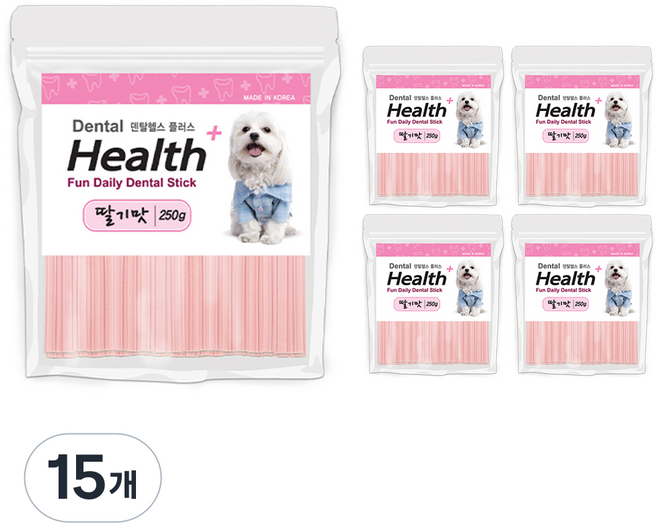 덴탈헬스 강아지 플러스 자이언트 치석제거용껌, 딸기, 250g, 15개