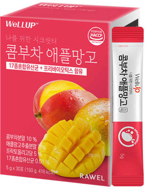 웰업 콤부차 애플망고 분말스틱, 5g, 30개입, 1개