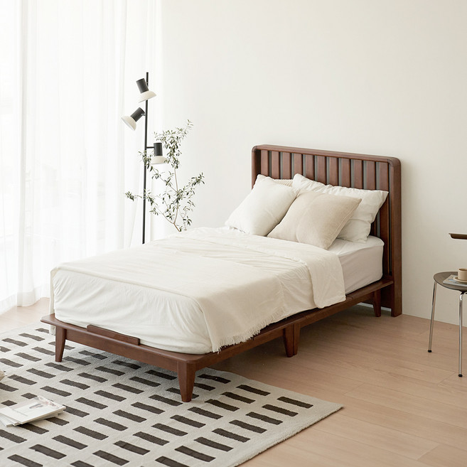 레이디가구 모브 원목 침대 프레임 + 몬스터 필로우탑 50T 매트리스 세트 방문설치, 프레임(월넛) + 매트리스(샌드베이지)