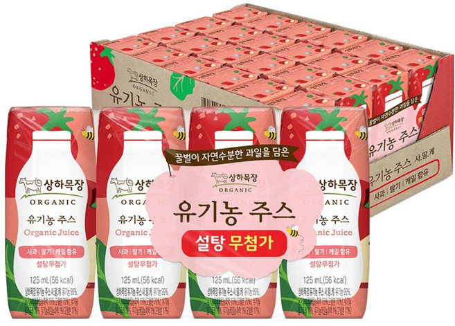 상하목장 주스 사과딸기케일, 125ml, 24개