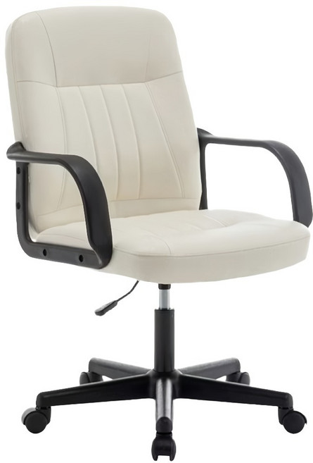 E-home 雷恩斯可調式扶手電腦椅 白色 PU皮革 尼龍滑輪