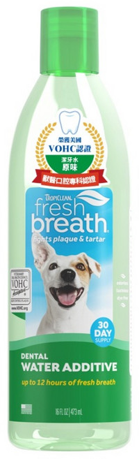 TROPICLEAN 巧倍麗 鮮呼吸 潔牙水 無需刷牙 有助於抵抗牙菌斑和牙垢, 473ml, 1瓶