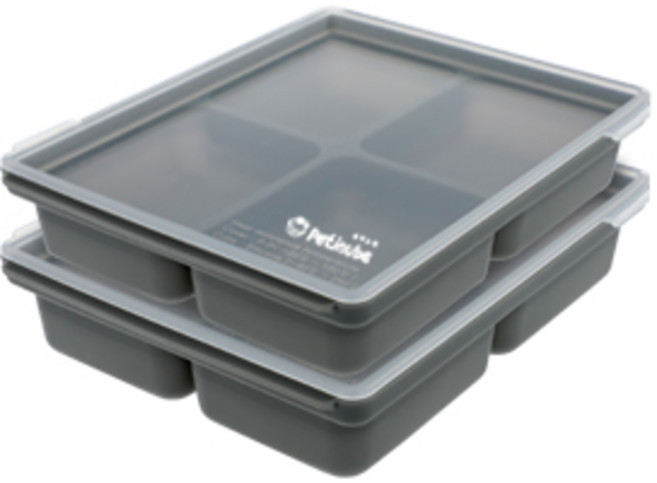 쁘띠누베 국내 제조 실리콘 이유식 냉동 용기 멀티 큐브 4구, GRAY, 2개