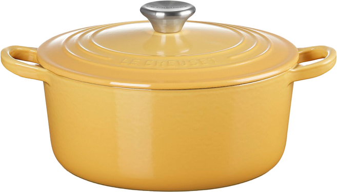 LE CREUSET 圓鐵鍋 附鋼頭鍋蓋, 22cm, 蜂蜜黃, 1個