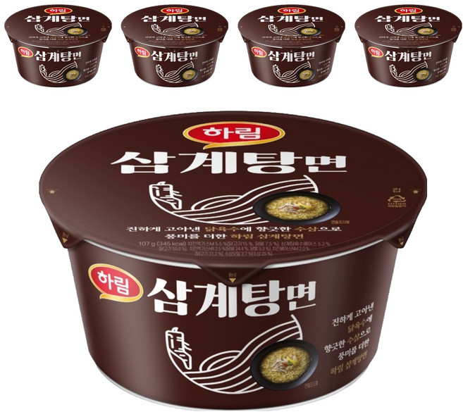 하림 삼계탕면 컵 107g, 5개
