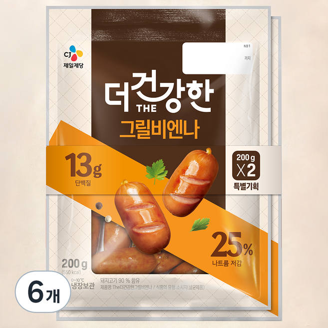 더건강한 그릴비엔나, 200g, 6개