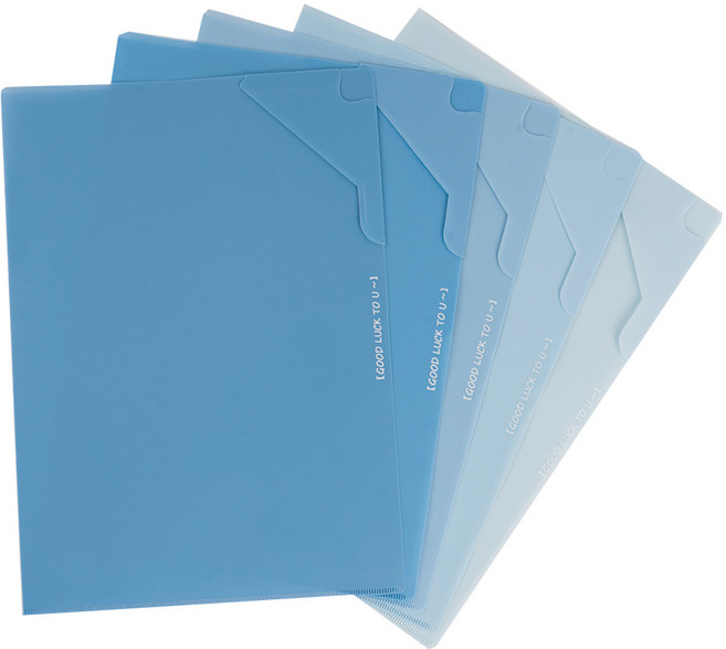 세우세 A4 그라데이션 L자 파일, 민트블루, 5개