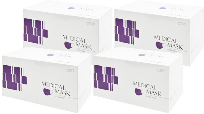 CSD 中衛 成人平面醫療口罩, 炫霓紫, 4盒, 50片
