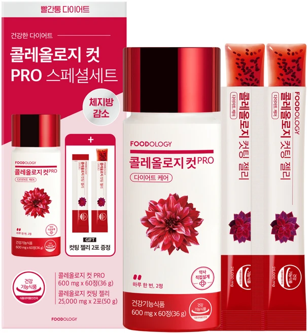 푸드올로지 빨간통 다이어트 콜레올로지컷 프로 스페셜 60p + 컷팅 젤리 2p 세트, 1세트 - 쿠팡