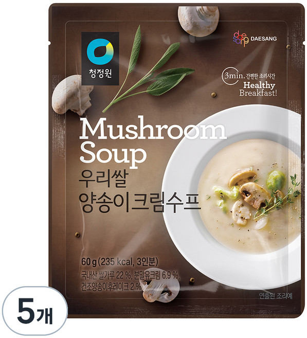 청정원 우리쌀 양송이 크림수프, 60g, 5개