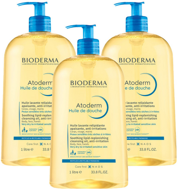 BIODERMA 舒益輕沐浴油, 3個, 1L