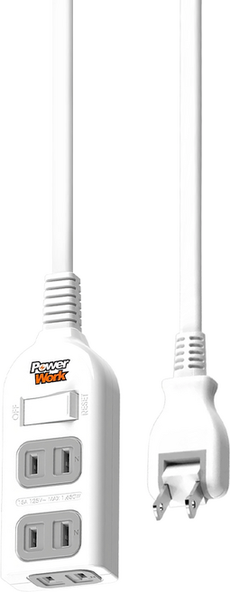 PowerWork 動力工廠 1切3座2P延長線 1.8m 過載保護 無燈更省 防火機身 台灣製, 白色, 1條