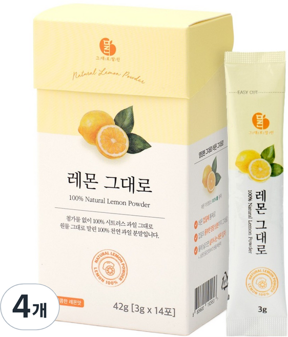 그대로말린 100% 레몬 그대로 분말스틱 14p, 42g, 4개