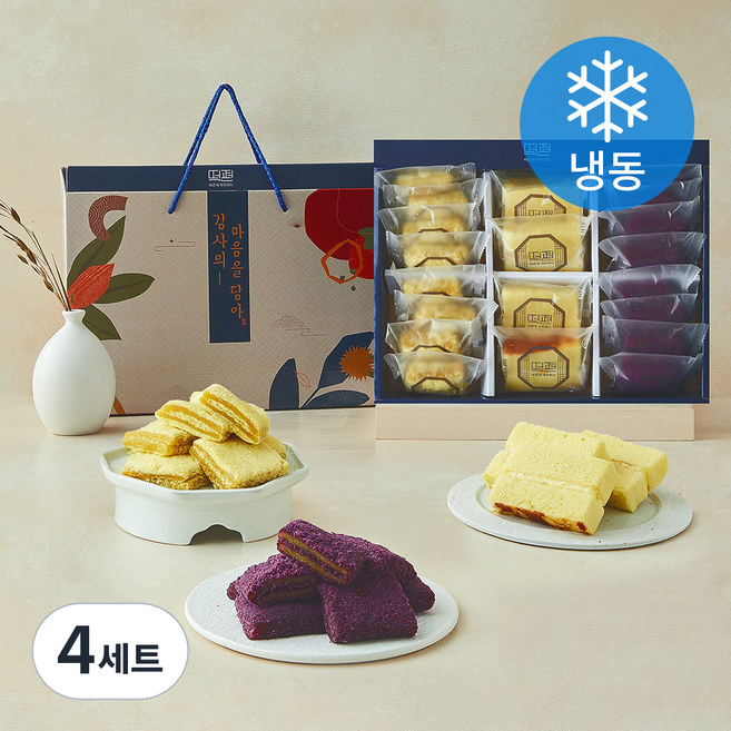 떡편 정성 1호 자색고구마 카스테라 인절미 50g x 8개입 + 고구마 쌀케익 35g x 4개입 + 단호박 카스테라 인절미 50g x 8개입 선물 세트 (냉동), 4세트