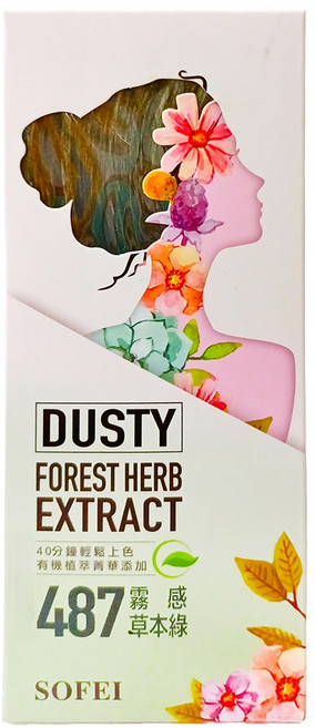 SOFEI 舒妃 型色家 植萃添加護髮染髮霜, 487 霧感草本綠, 1組