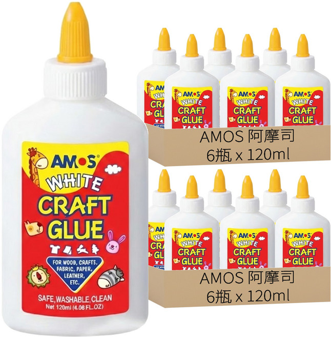 AMOS 阿摩司 大容量白膠, 120ml, 12瓶
