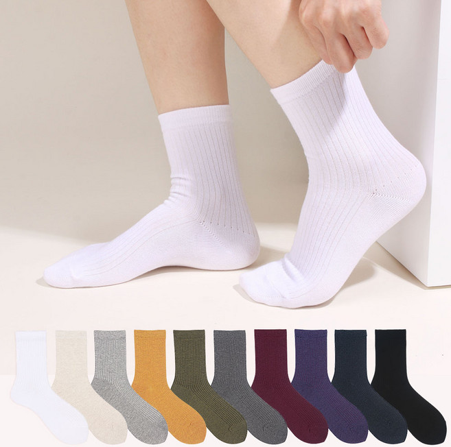 두발로 여성용 감성 골지 중목 양말 10켤레