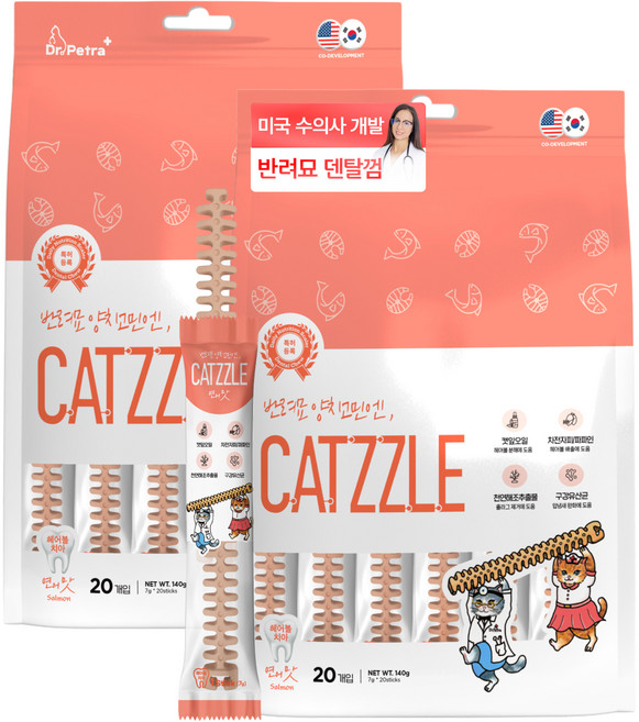 닥터페트라 캣즐 껌, 연어맛, 140g, 2개