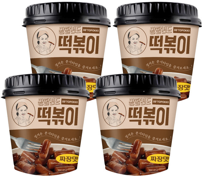 쌍팔년도 컵 떡볶이 짜장맛, 110g, 4개